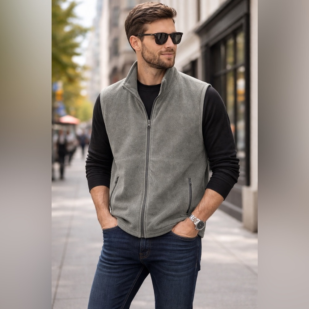 COLORADO TRADING & CLOTHING CO. Men’s Gray Full Zip Fleece Vest L
